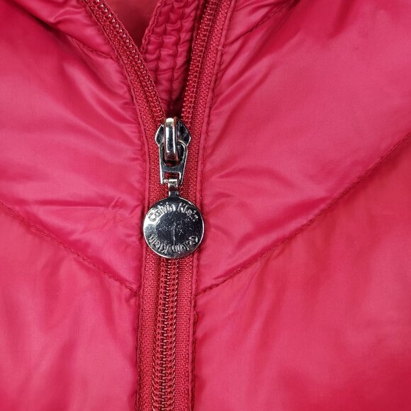 Calvin Klein Puffer Jacket Women's Sm Premium Down Packable Quilted Red Full Zip - Picture 2 of 16